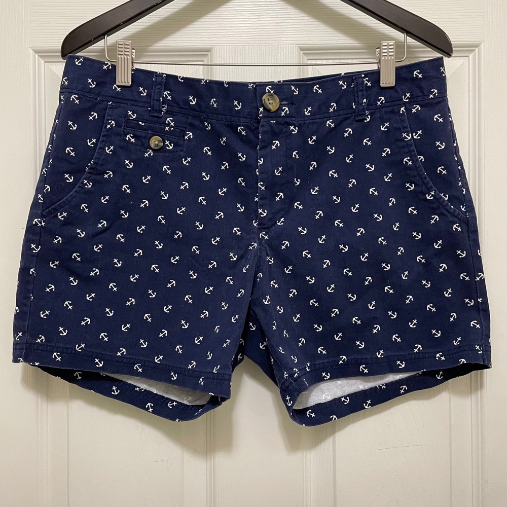 Dockers Chino Shorts Navy Blue Anchor Nautical Coastal Sailing‎ Beach Size 12 P